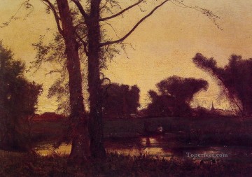 tonalism tonalist Painting - Sunset2 Tonalist George Inness